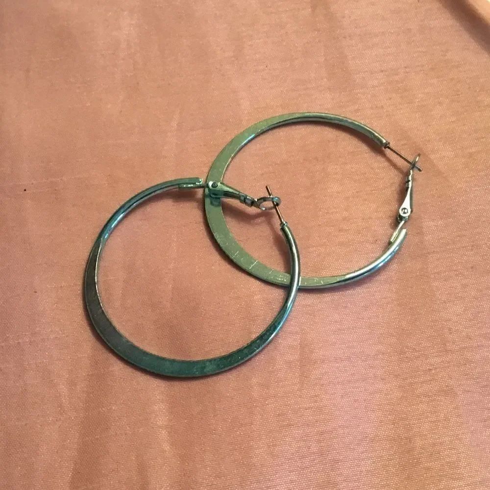Metallic Blue Hoop Earrings
